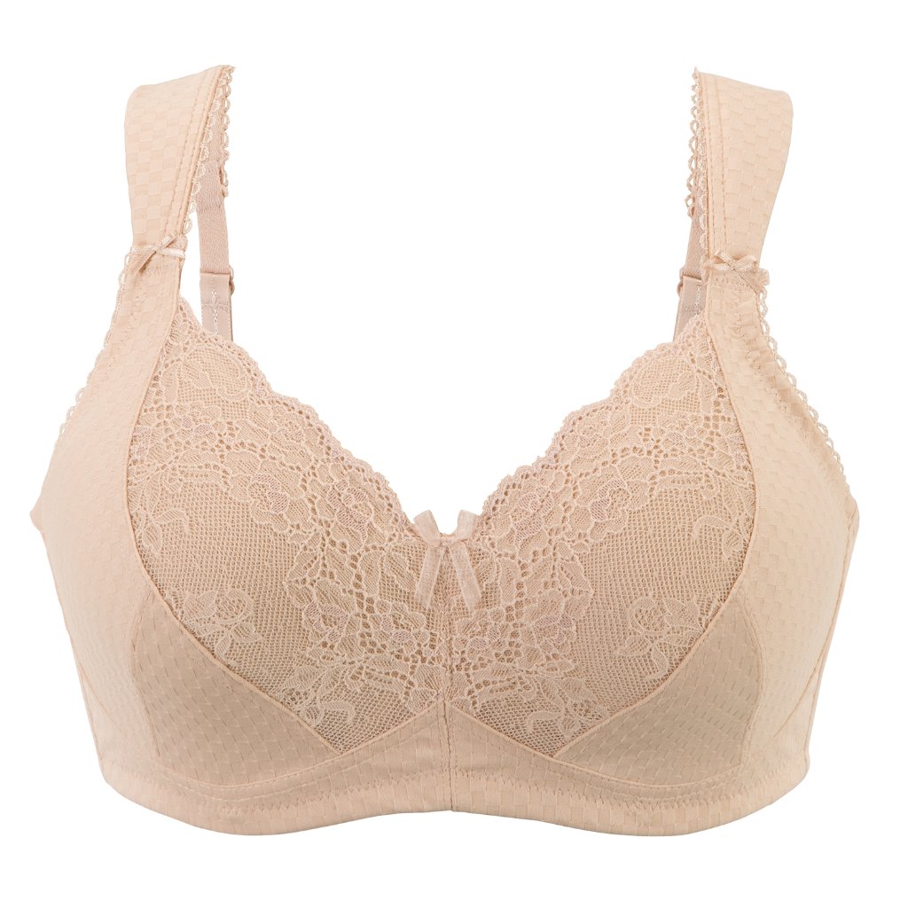 Set Of 3! 48b Glamorise Elegance Full-Figure Bra Wireless Soft-Cup Nude New